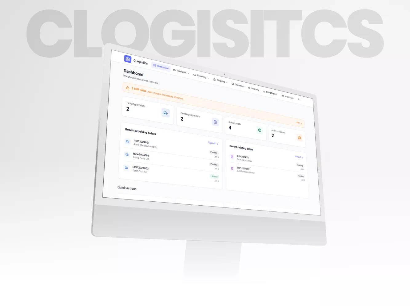 CLogistics Centralized warehouse management for 3PL operations Enhanced operational efficiency by 55% with unified system