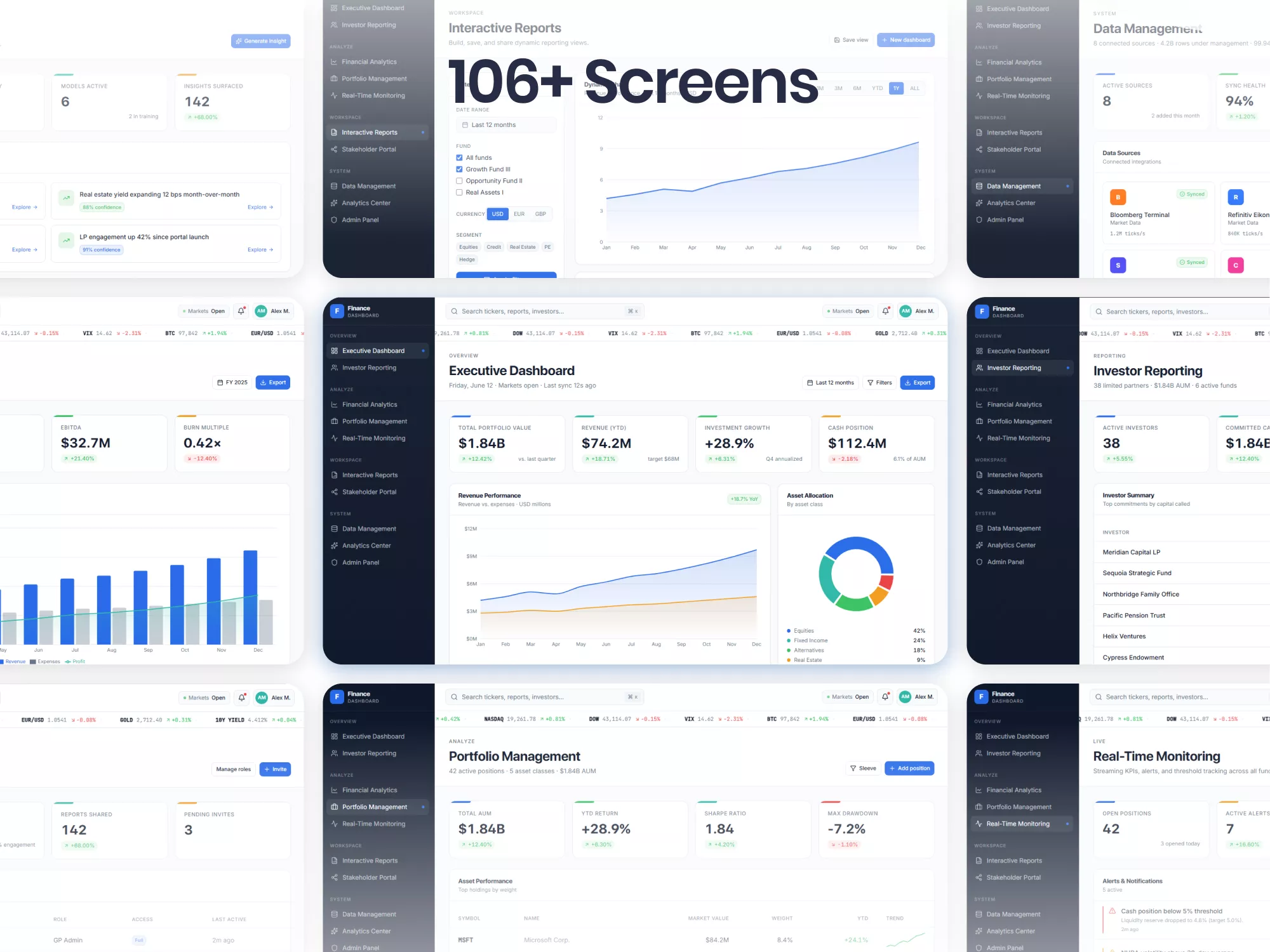 Finance investor reporting interface